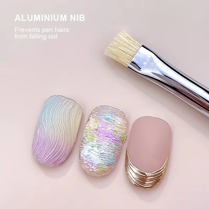 Kaniu 1/2Pcs Hard Bristle Nail Art Brush Beginner Friendly Modeling Brush Gel Painting Stripe Pen for DIY Nail Art Painting Tool