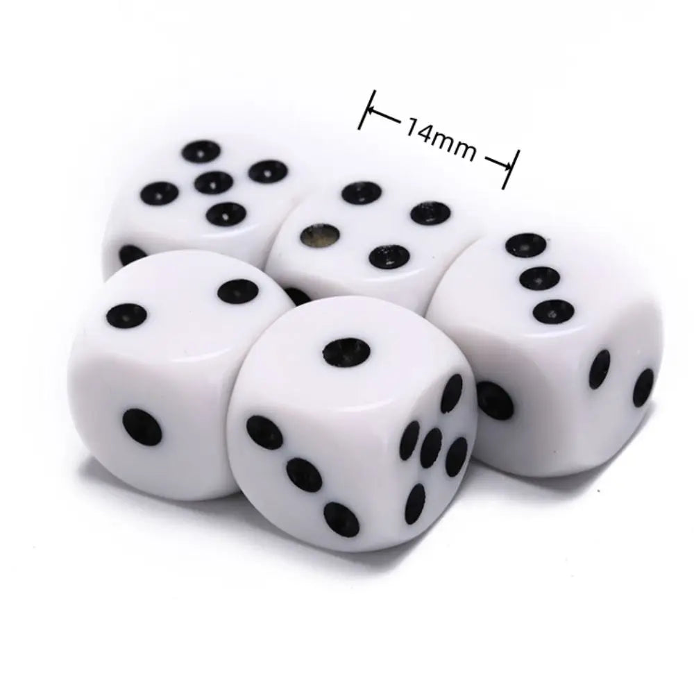 5Pcs/10Pcs 14mm/10mm 6 Sided Drinking Dice White Dices Acrylic Cubes RPG Dice Game Accessory Round Corner Digital Dices
