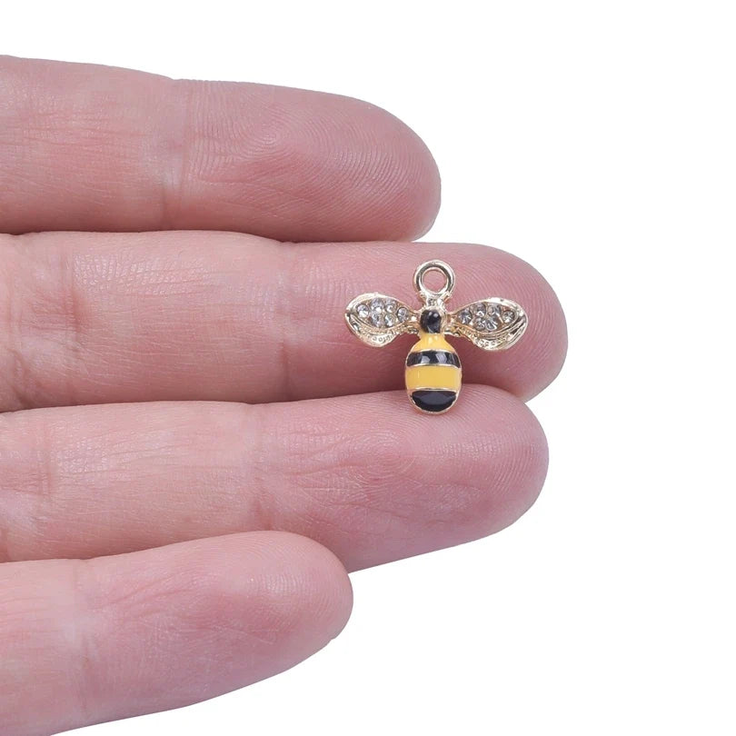 20pcs Cute Animal Bee Pendants For Jewelry Making Supplies Enamel Materials To Make Bracelets Earrings Rhinestone Animal Charms