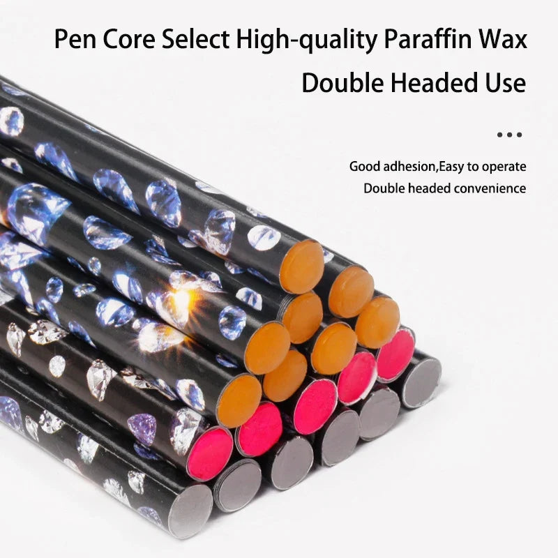 5Pcs Wax Pencil For Rhinestone Nail Point Drill Wax Pen Diamond Art Dotting Pen Self Adhesive Resin Picker Pencil Nail DIY Decor