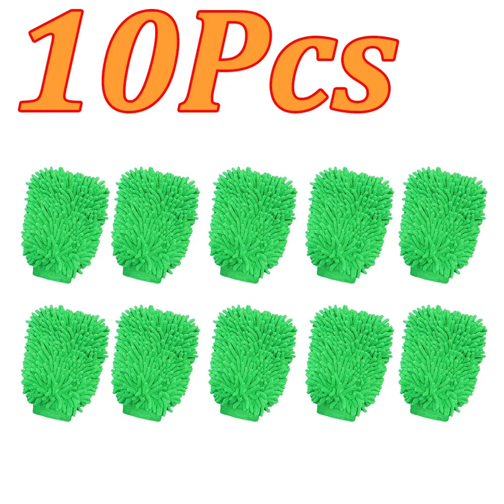 1-10Pcs Double Sided Chenille Auto Gloves Microfiber Cleaning Gloves Cleaning Windows Car Wash Kit for Cleaning Cars, Trucks