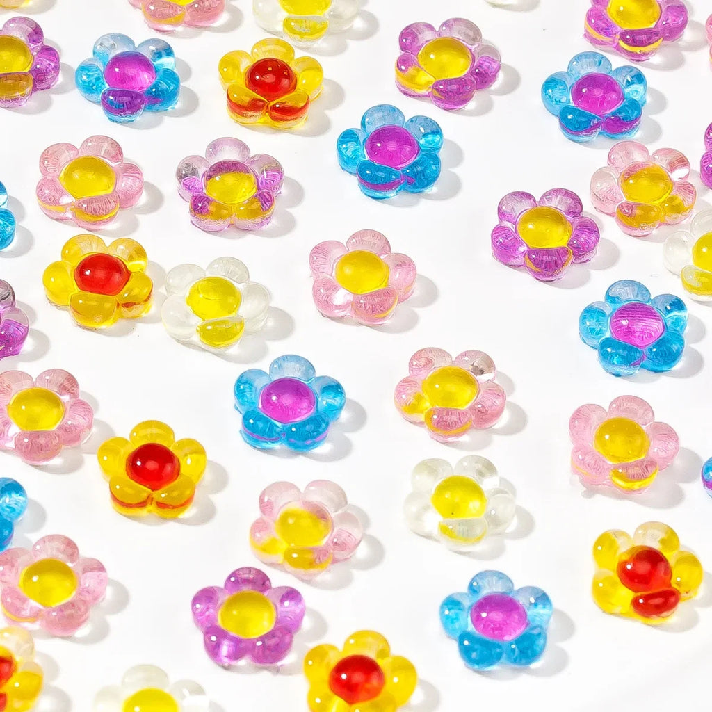 20pcs Ice Transparent Flower Nail Art Charms 3D Japanese Sun Petal Nail Rhinestones Decorations DIY Manicure Kawaii Accessories