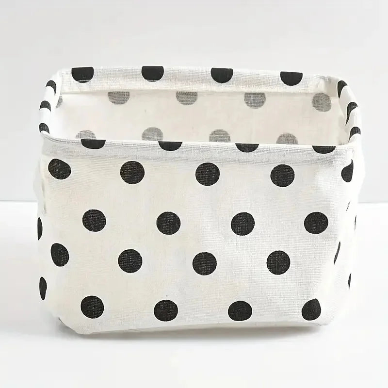 2pcs Cotton And Linen Desktop Storage Box Small Foldable Canvas Storage Basket With Handle Small Fresh Waterproof Storage Basket