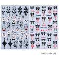 2pcs Halloween Nail Stickers Wacky Expression Clown Face Bowknot Star Pattern Nail Decals DIY Manicure Decoration Nail Supplies