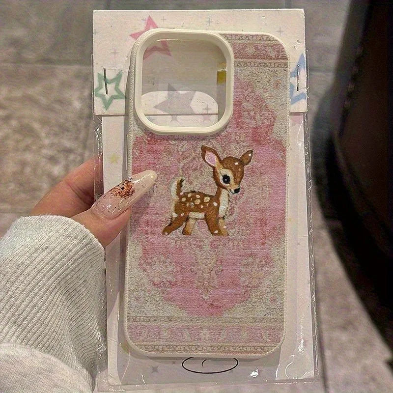Brown Deer Texture Lychee Pattern Phone Case For iPhone 11 12 13 14 15 16 17 18 Pro Max 17 Air 15 14 Plus X XS XR 16E Soft Cover