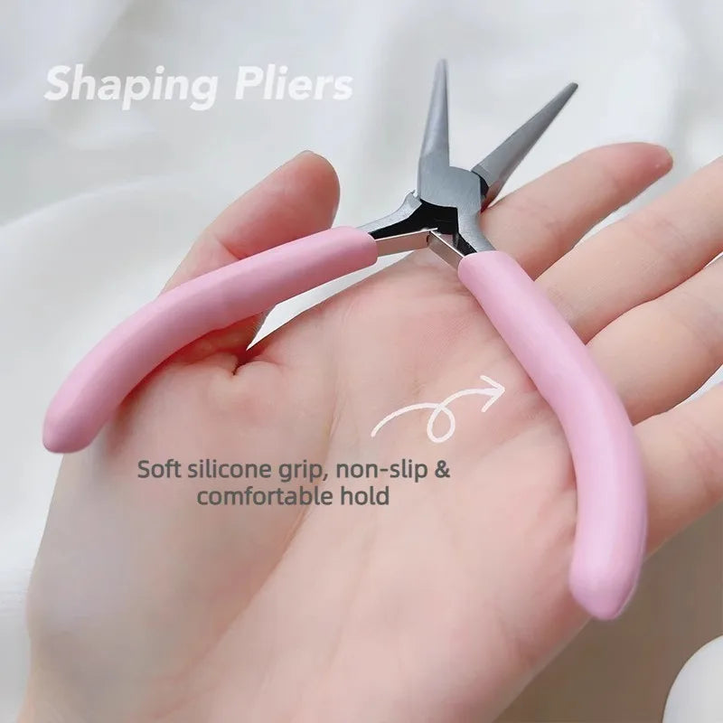 Nail Tip Pliers Pink Long Nose Nail Shaping Clips Soft Silicone Handle Nail Extension Forming Tweezers DIY Manicure Tool