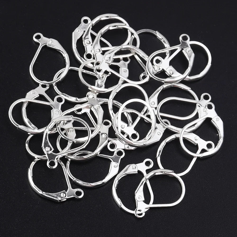 50pcs/lot Hypoallergenic Earring Hooks French Lever back Earwire Stainless Steel Earrings Clasp for Jewelry Making Findings