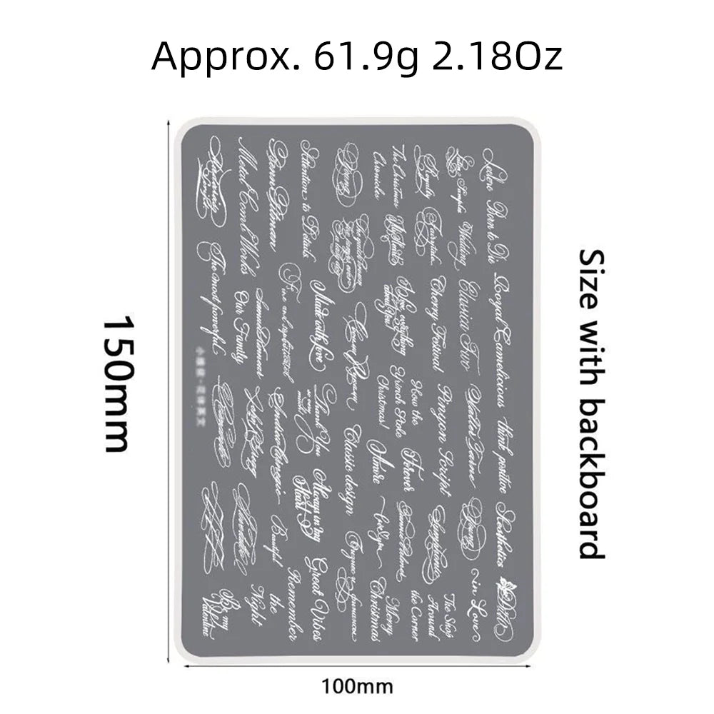 1Pc Gothic English Nail Stamping Plate Reusable Delicate Romantic Word Motif Script Nail Art Stamp Template Manicure Stencil Too