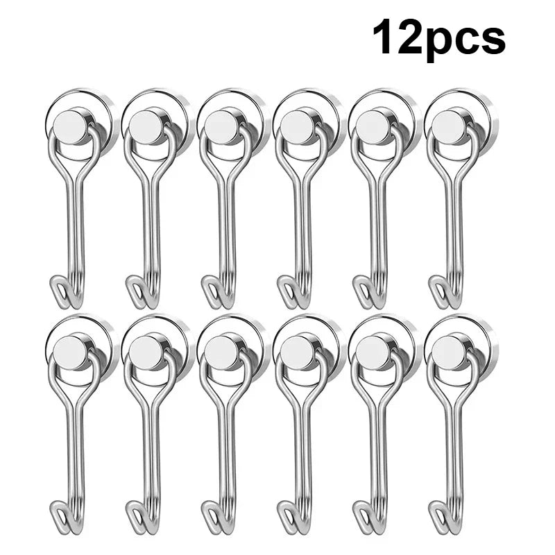 6/12/20pcs Magnetic Hook Heavy Duty Magnet Hook with Swivel Hook for Kitchen, Locker, Refrigerator, Key