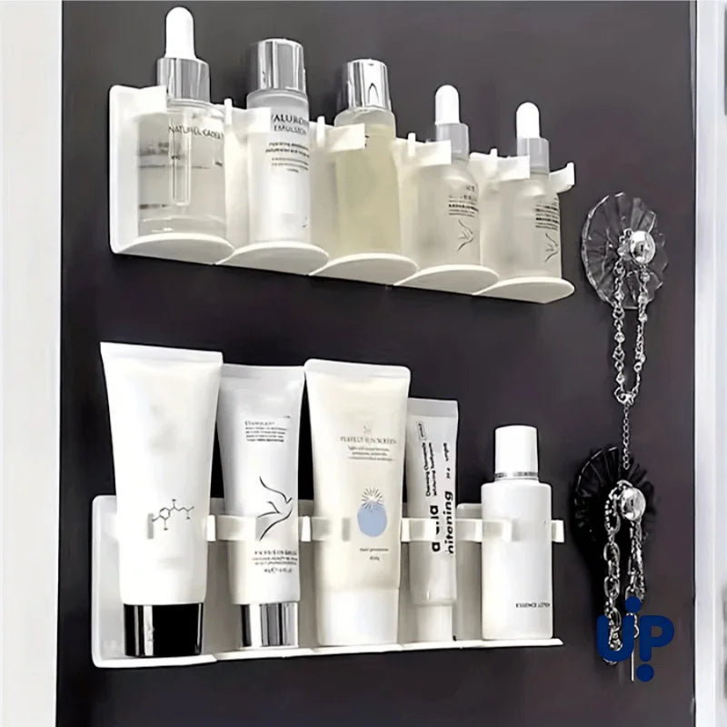 5-grid Wall-mounted Cosmetic Storage Rack Plastic Punch-free Bathroom Shelf Cuttable Cosmetics Spice Finishing Organizer Shelf