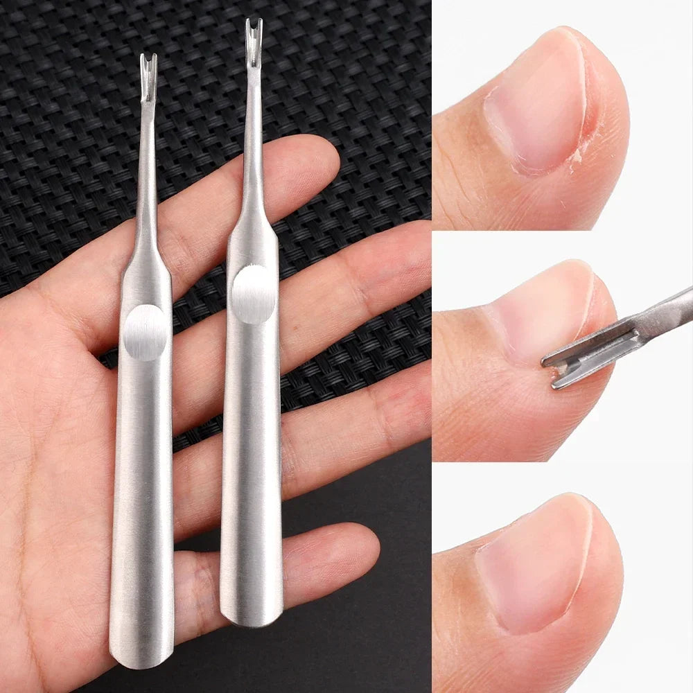 5PCS Cuticle Pusher Professional Stainless Steel Nail Cuticle Trimmer Remover Callus Dead Skin Fork Nail Manicure Pedicure Tool