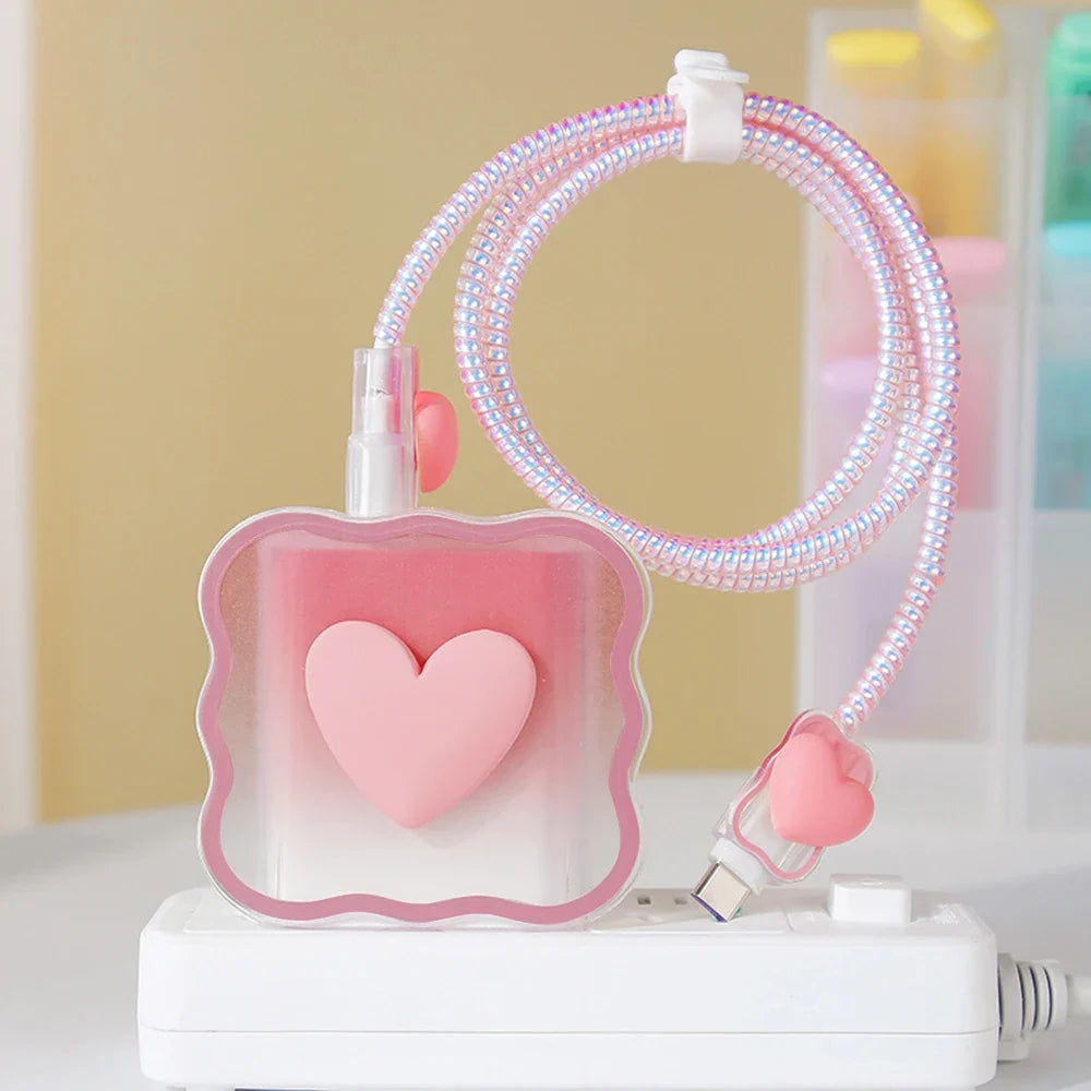 For iPhone 18/20W Transparent Charging Cable Protector Case Plug Protection Gradual USB Protector Data Line/Charger Head Cover