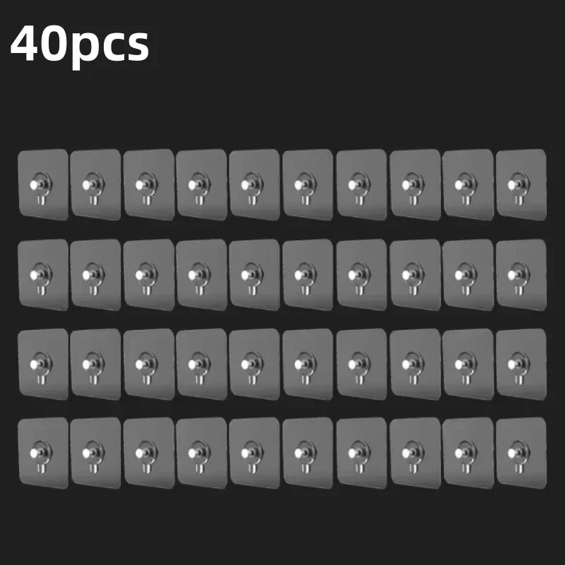10/50pcs Self-Adhesive Hook Strong Adhesive Picture Frame Nails Hooks Transparent Seamless Wall Hangers Hanging Clock