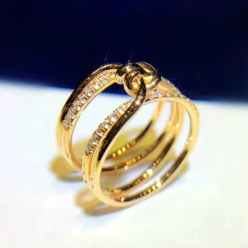 Huitan New Cross Design Gold Color Rings for Women Luxury Paved Sparking Cubic Zirconia Wedding Bands Party Statement Jewelry