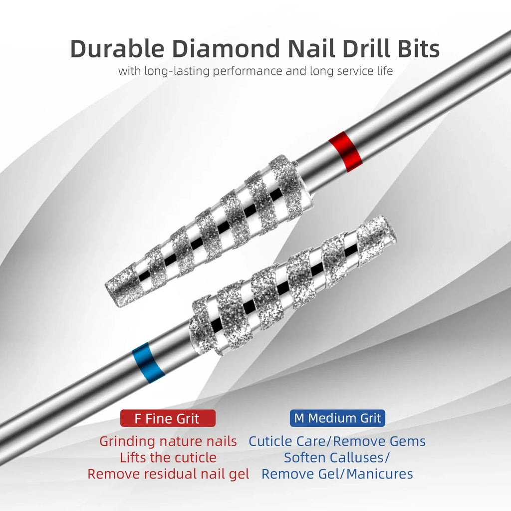 Tornado Diamond Nail Drill Bits Spiral Drill Milling Cutter For Manicure Electric Machine Accessory Nail File Gel Remover Tool