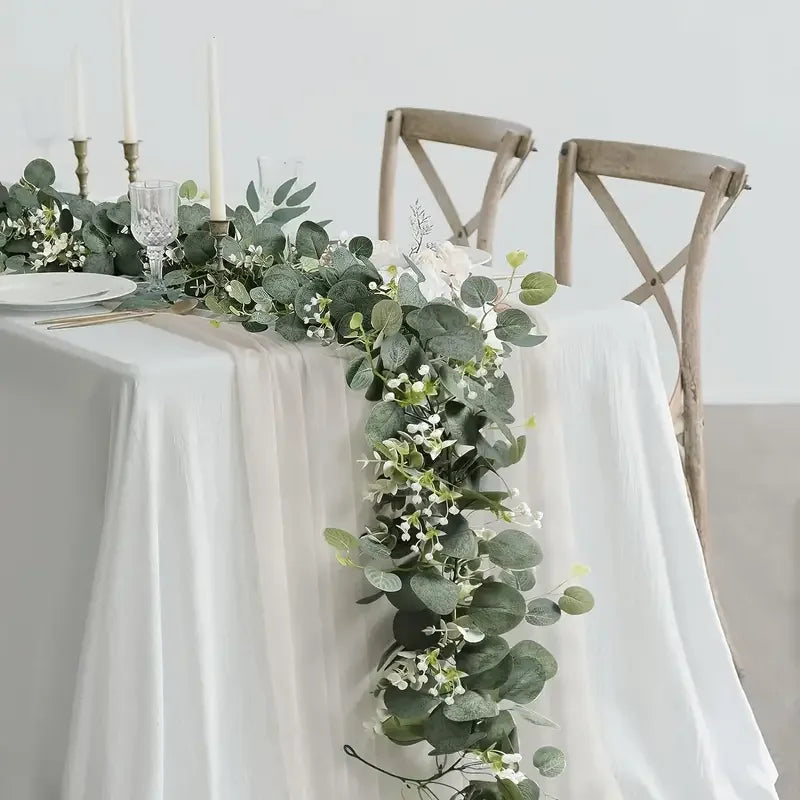 1/2/4PCS Artificial Eucalyptus Hanging Garland White Flowers Vines Fake Plants for Wedding Arch Wall Home Party Christmas Decor