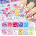 12 Grids Heart Shape Nail Art Charms Transparent Love Heart Resin Jewelry Pearl Half Bead Valentine's Decor Manicure Rhinestone