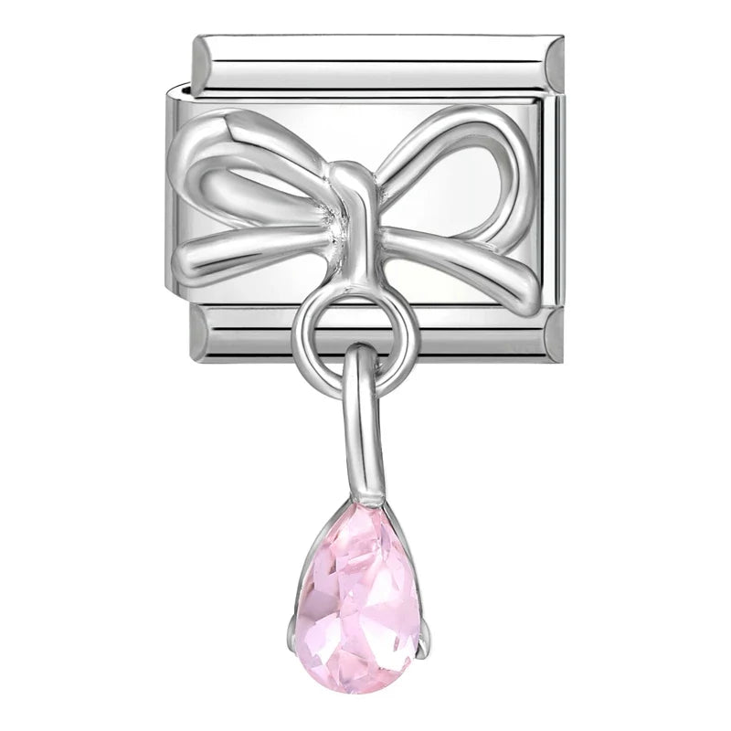 Y2K Romantic Heart Eyes Star Bow Knot Butterfly Zircon Charm Italian Links Fit 9mm Bracelet Stainless Steel Making DIY Jewelry
