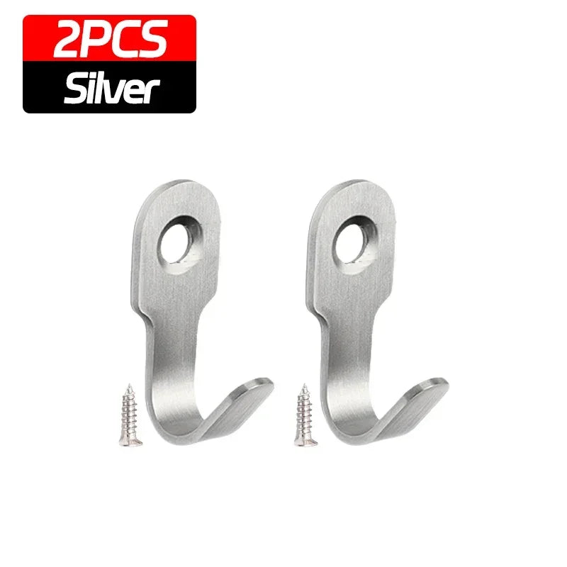 1/20pcs Mini Stainless Steel J-shaped Hook with Screw Items Key Rack Wall Punching Hook Kitchen Accessories Bathroom Hardware