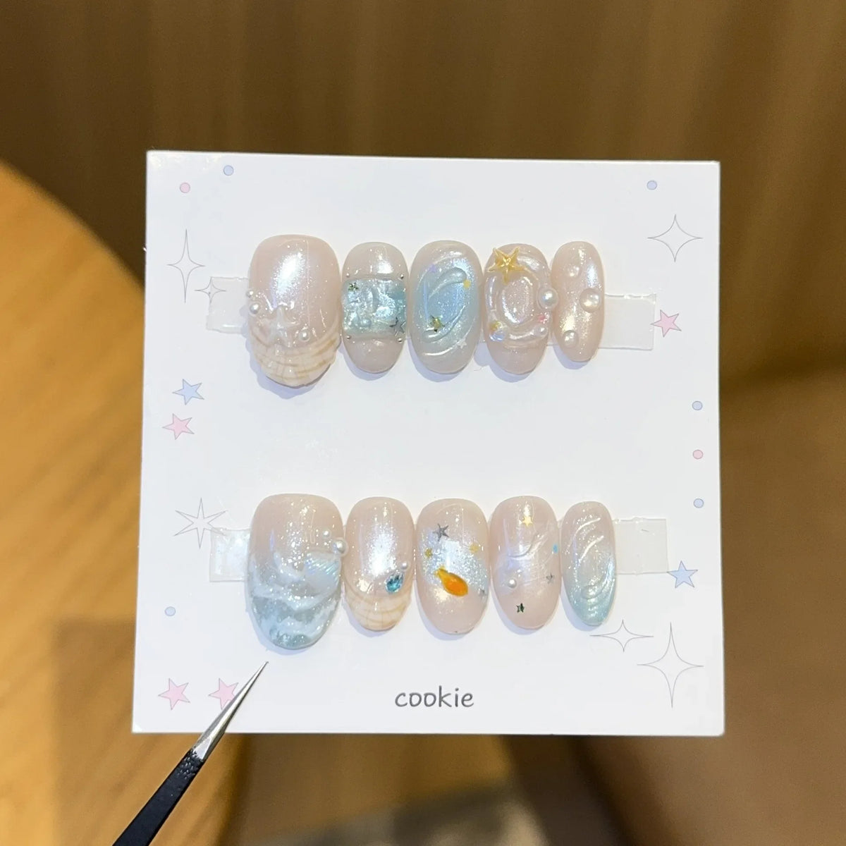 10Pcs/set White French Handmade Press on Nails Short Oval Fake Nails Wearable Stick-on Nails False Nail Uñas Накладные Ногти 네일팁