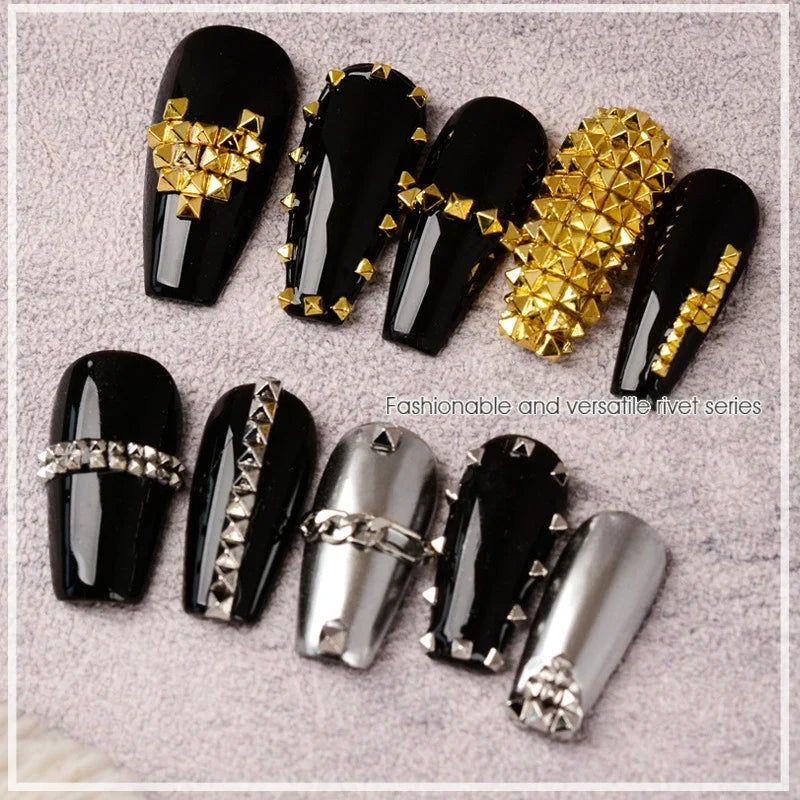 500pcs/bag 3D Silver Punk Pointed Rivet Nail Charms 1.5/2mm Metallic Rivets Studs Nail Art Decorations DIY Manicure Ornaments *1