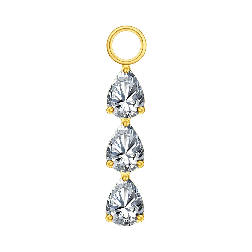 Right Grand ASTM F136 Titanium Pear Drop Charm for Huggie Hoop Earring Dangle Teardrop CZ Pendant for Helix Earlobe Piercing