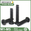 M1 M1.2 M1.4 M1.5 M2 M2.3 M2.6 M3 M3.5 M4 M5 250pcs Black Carbon Steel  Mini Phillips Cross Recessed Pan Head Self-tapping Screw