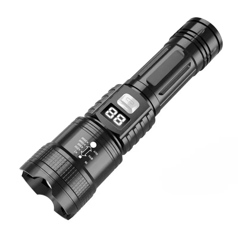 Super Bright LED Flashlight USB Rechargeable Torch Zoomable Waterproof Torch Outdoor Portable Emergency Light for Camping Hiking