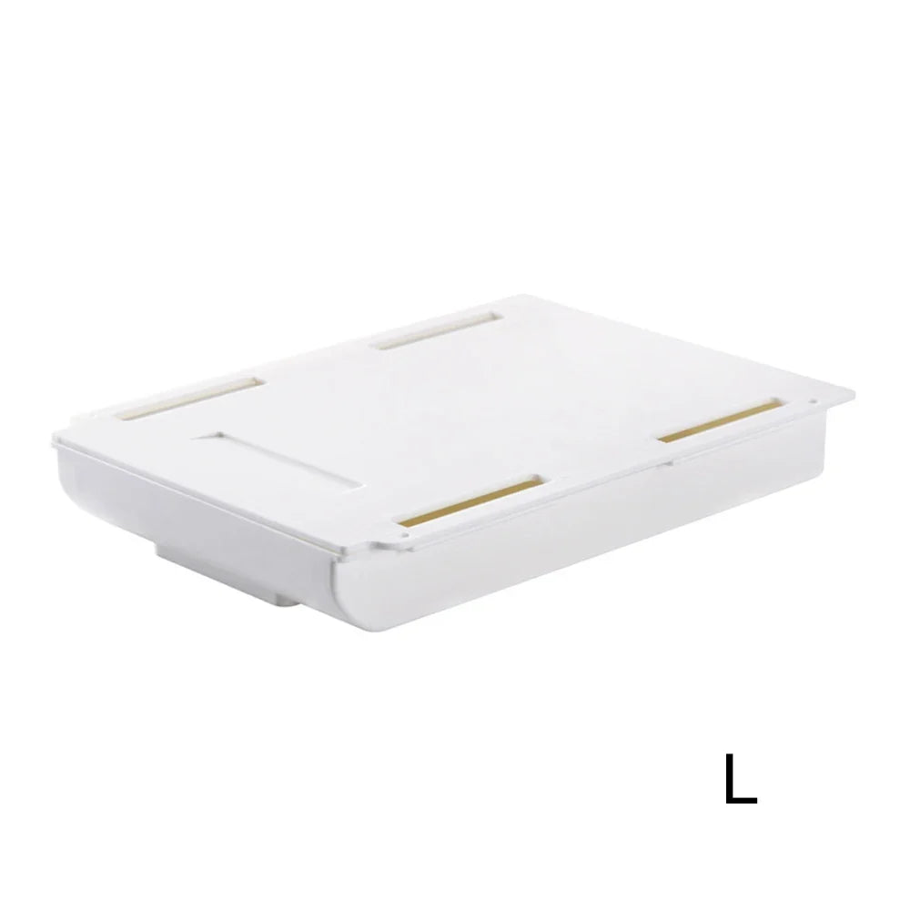 Storage Rack Self Stick Pencil Tray Desk Table Storage Drawer Organizer Box Under Desk Stand Self-Adhesive Under-Drawer Storage