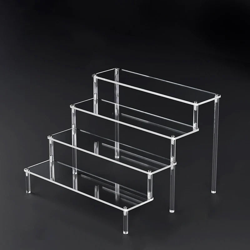 1-5 Tier Acrylic Display Risers Clear Shelf Doll Clay Figurine Display Stand for Desserts Perfume Organizer Showcase W-10