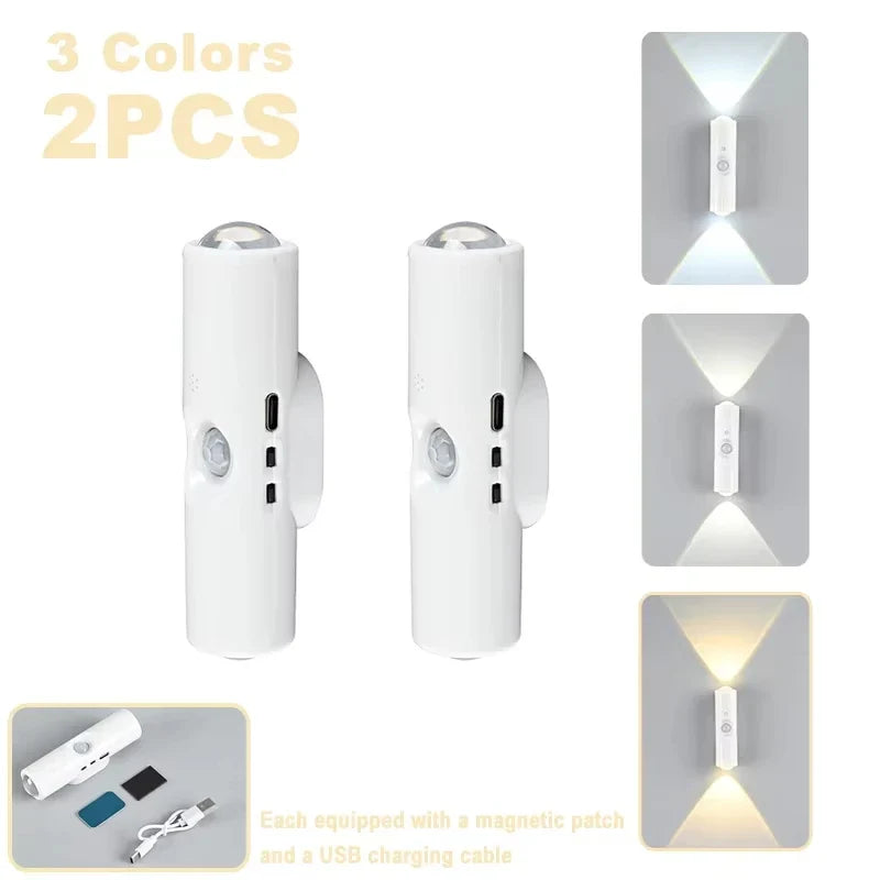 LED Motion Sensor Night Light, USB-C Rechargeable Adjustable Wall Light, Wireless Stick-On Lamp for Bedroom Hallway Closet