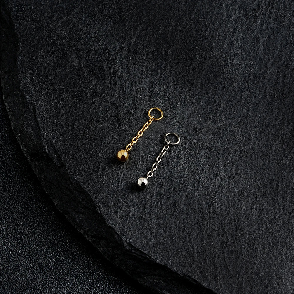 Right Grand ASTM F136 Titanium Tiny Ball Dangle Chain Charm for Helix Earlobe Hoop Cartilage Tragus Piercing Jewelry