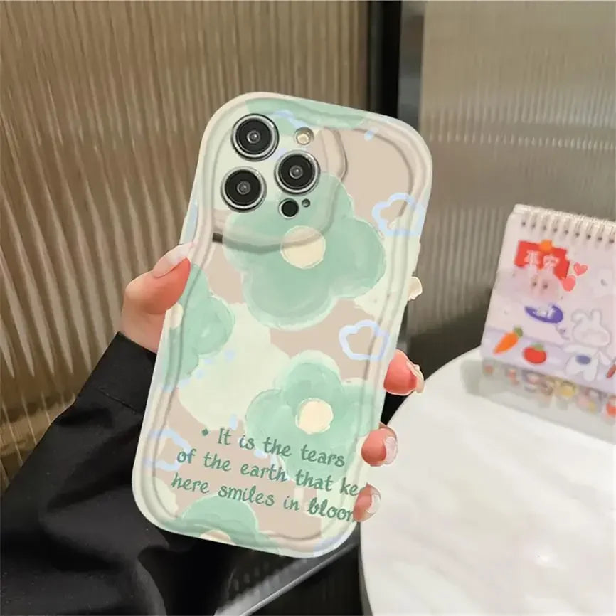 Phone Case for OPPO Realme C53 C55 C11 2021 C33 C31 C35 C21Y C25Y C20 C21 C12 C15 C25 C30 C30S C25S 5 5i 5s 6i Flower Wavy Cover