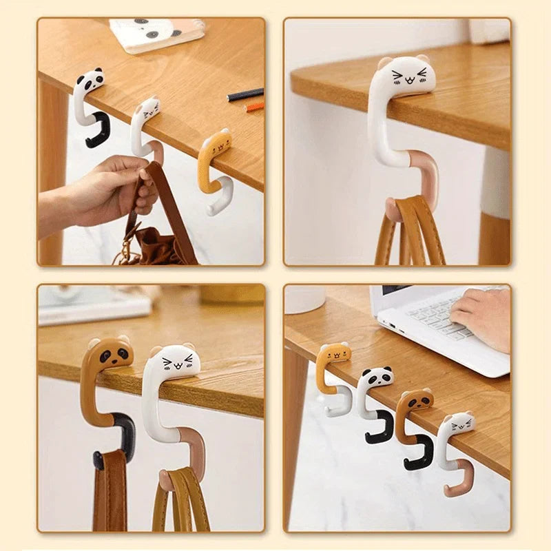 Travel Portable Cute Handbag Hook, Securely Hangs On Any Desktop, Plastic Design with Stretchable Handle, Fashionable Style