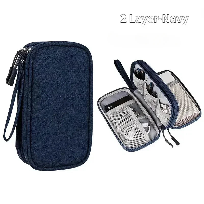 Multi-layer Digital Accessory Storage Bag Dust Proof Power Supply Hard Disk Protective Cover Power Bank Data Cable Storage Bag
