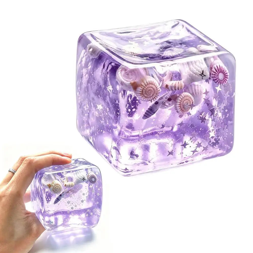 Ocean Shells Squishy Stress Balls Fidget Toy Super Soft Transparent Star Maltose Cubes Squeeze Fidget Toy Adult Stress Relief