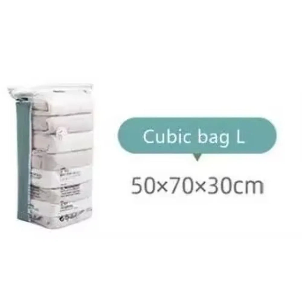 1PC Large Vacuum Storage Bags Plastic No-Pump Needed for Clothes & Blankets Reusable Compression Travel Empty Bag Accessory
