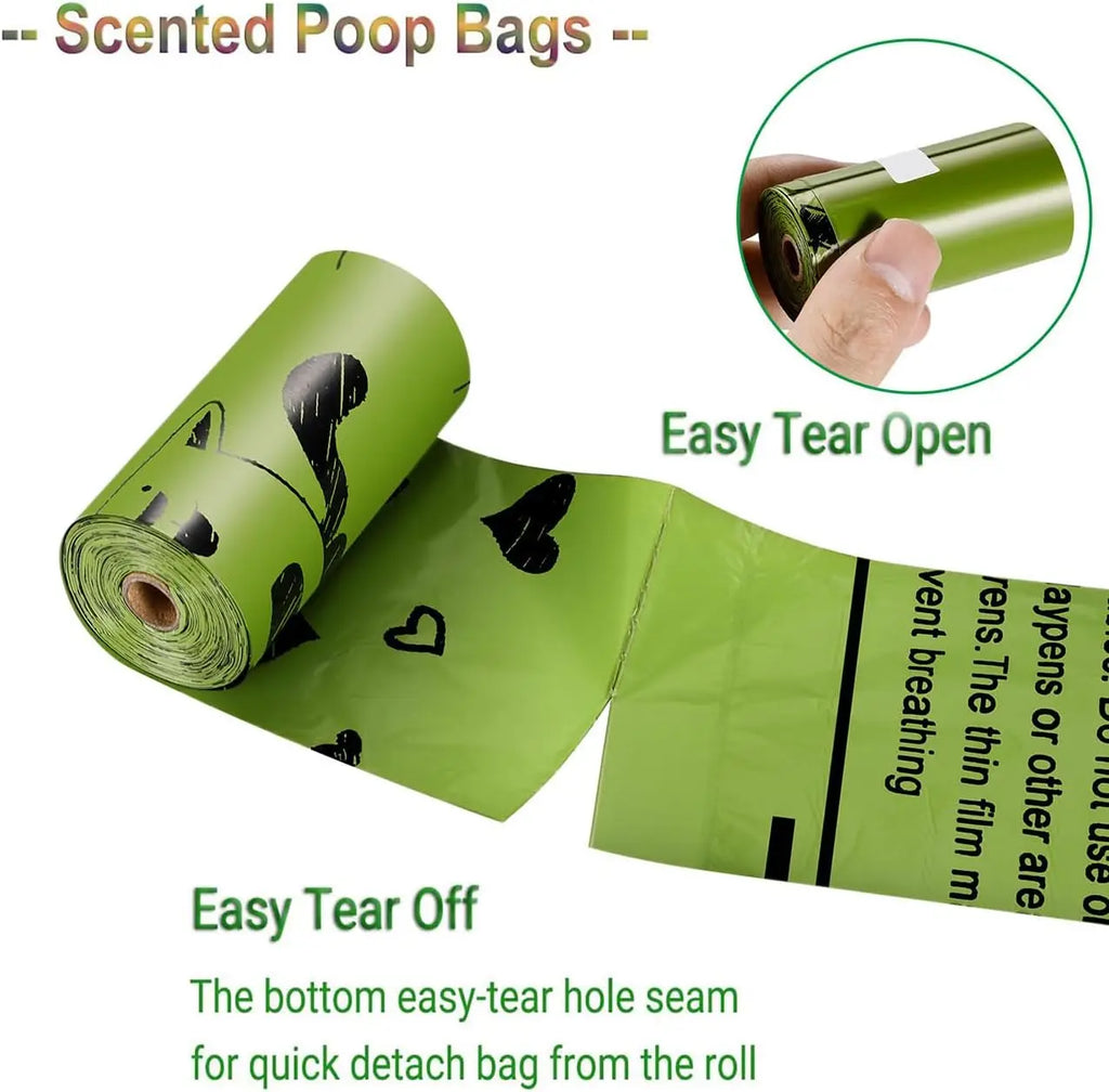 Pet Biodegradable Trash Bag Dog Poop Bags Bulk Biobase Scented Poo Bag Degradable Cat Waste Bags Dog Poop Dispenser Gifts