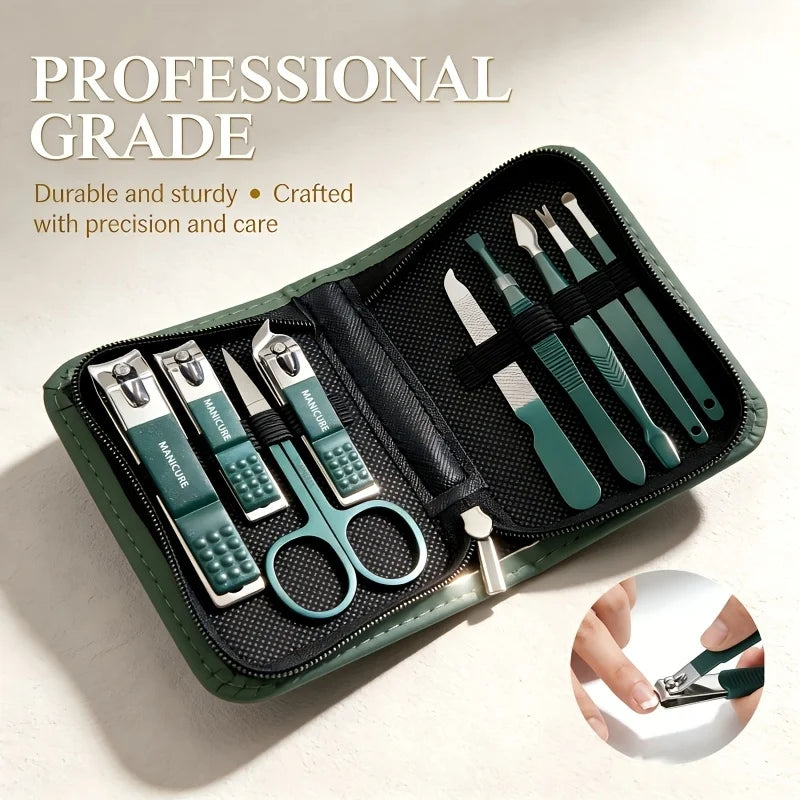 6/9 Pcs Portable Nail Clipper Multi Kit with Cuticle Trimmer Toenail Scissors Ear Nail File Tweezers Suitable for Travel Home