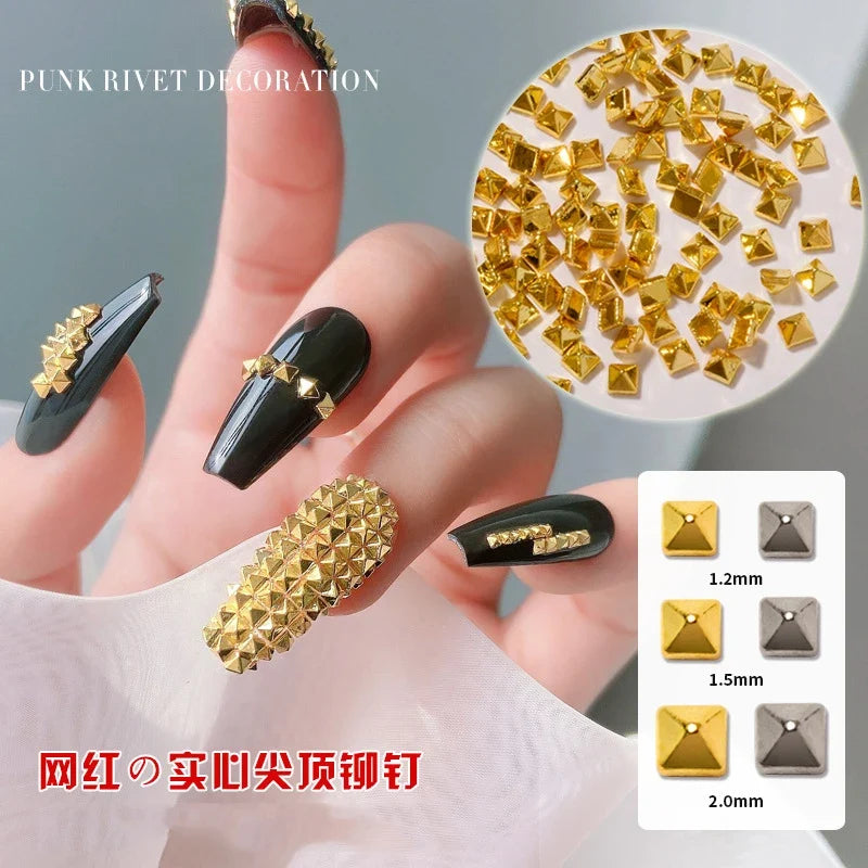 500pcs/bag 3D Silver Punk Pointed Rivet Nail Charms 1.5/2mm Metallic Rivets Studs Nail Art Decorations DIY Manicure Ornaments *1