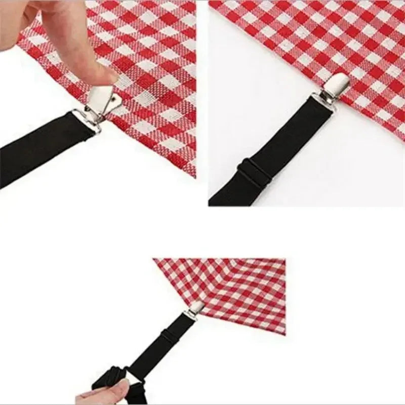 Universal Bedsheet Corner Tightener Clips Invisible Bedspread Secure Holder with Heavy-Duty Mattress Straps Sheets Slot Locks
