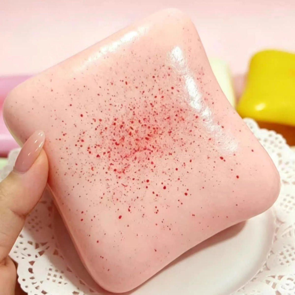 Sticky Cube Slow‑Rising Squishy Toy, PU Ultra‑Wet Soft Tacky Hand‑Feel Fidget Toy, Decompression Stress Relief Squeeze Toy
