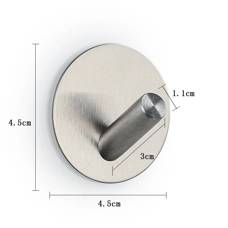 Coat Hooks Wall Mounted Coat Rack Self-Adhesive Kitchen Hooks Stainless Steel Wall Adhesive Hooks for Walls Bathrobe Hooks Door