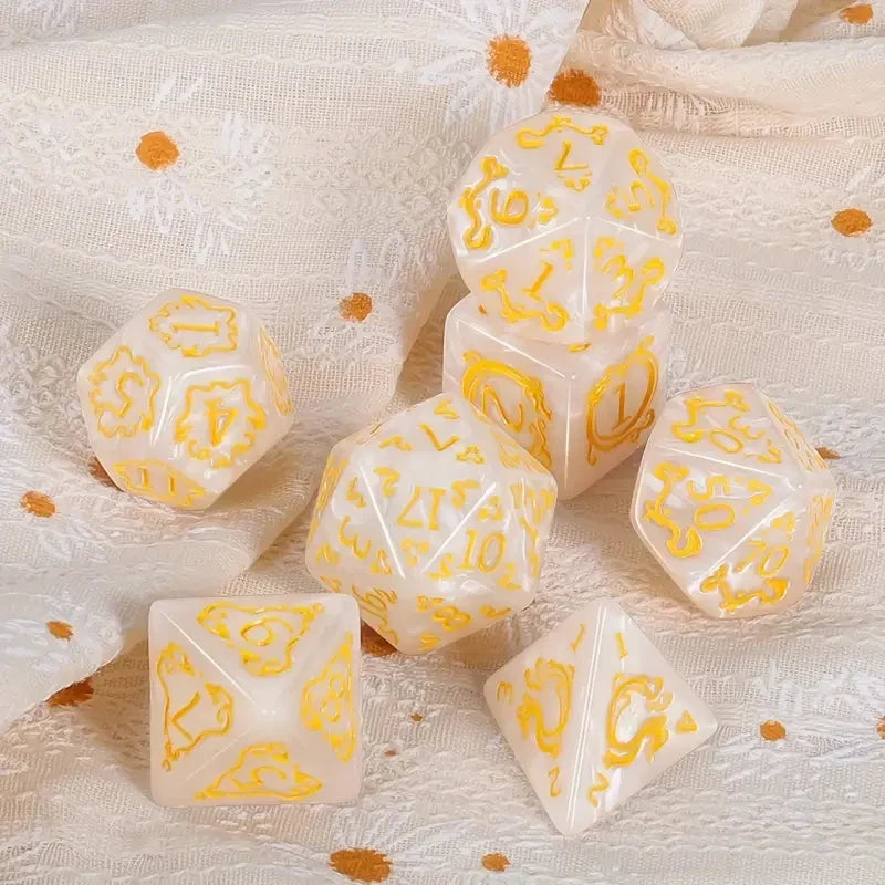 New Pattern Multi sided Dice Digital Dice Running Team Board Game AccessoriesMulti sided Sieve Game Dragon Pattern 7Dices: Blue