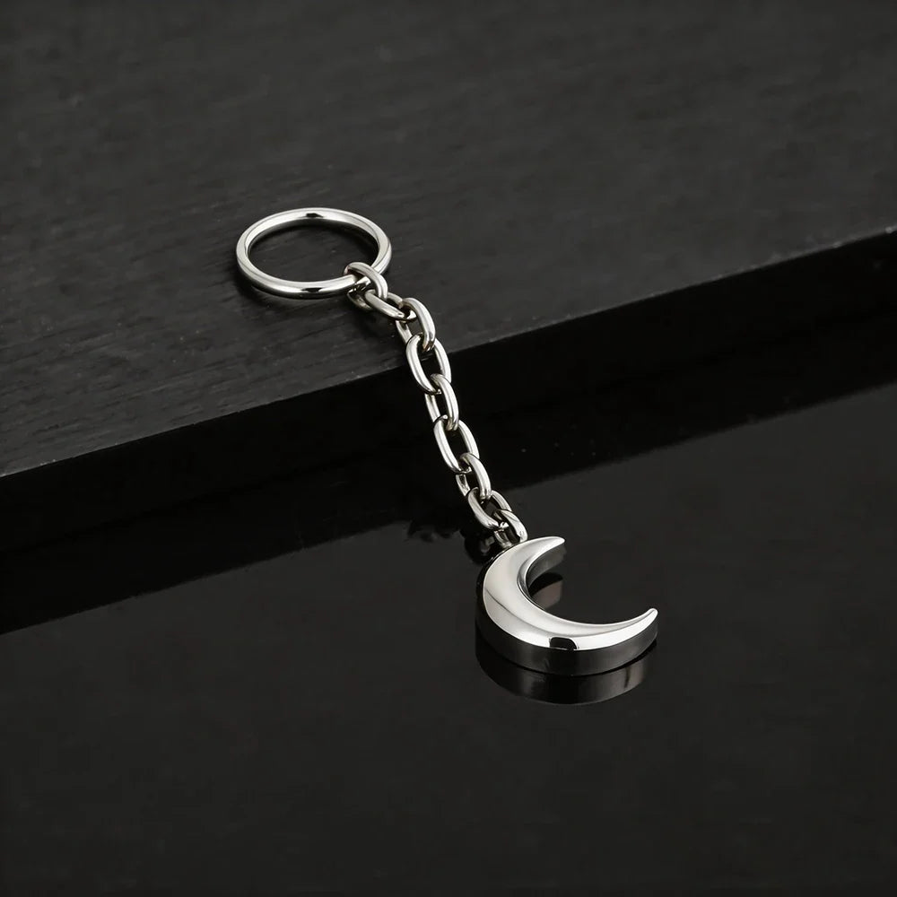 Right Grand ASTM F136 Titanium Tiny Moon Dangle Charm Earring Drop Chain Celestial Cartilage Helix Lobe Conch Clicker Connector