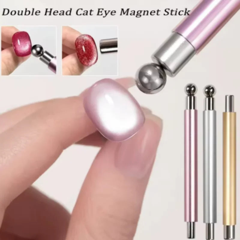 Nail Art Nail Magnetic Stick Cat Eye Magnetic Ball Aluminum Handle Cylindrical UV Gel Magnet Tools Double End Nail Design Tools