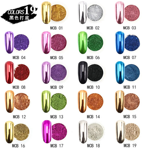 1 Jar Holographic Chili Red Mirror Nail Chrome Powder Effect Metallic Dust UV Gel Gold Chrome Nail Powders Pigment Christmas Red
