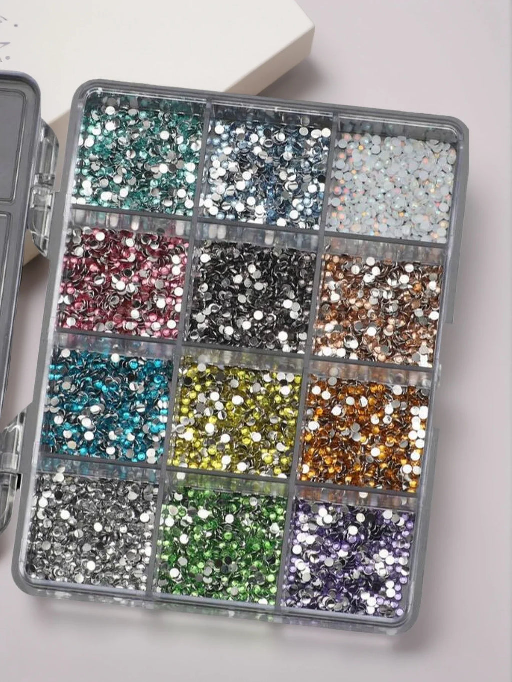 12Grids 6000pcs 3D Resin Nail Art Rhinestones with Tools 2mm Brilliant Diamond Nail Charms for DIY Clothes Phone Case