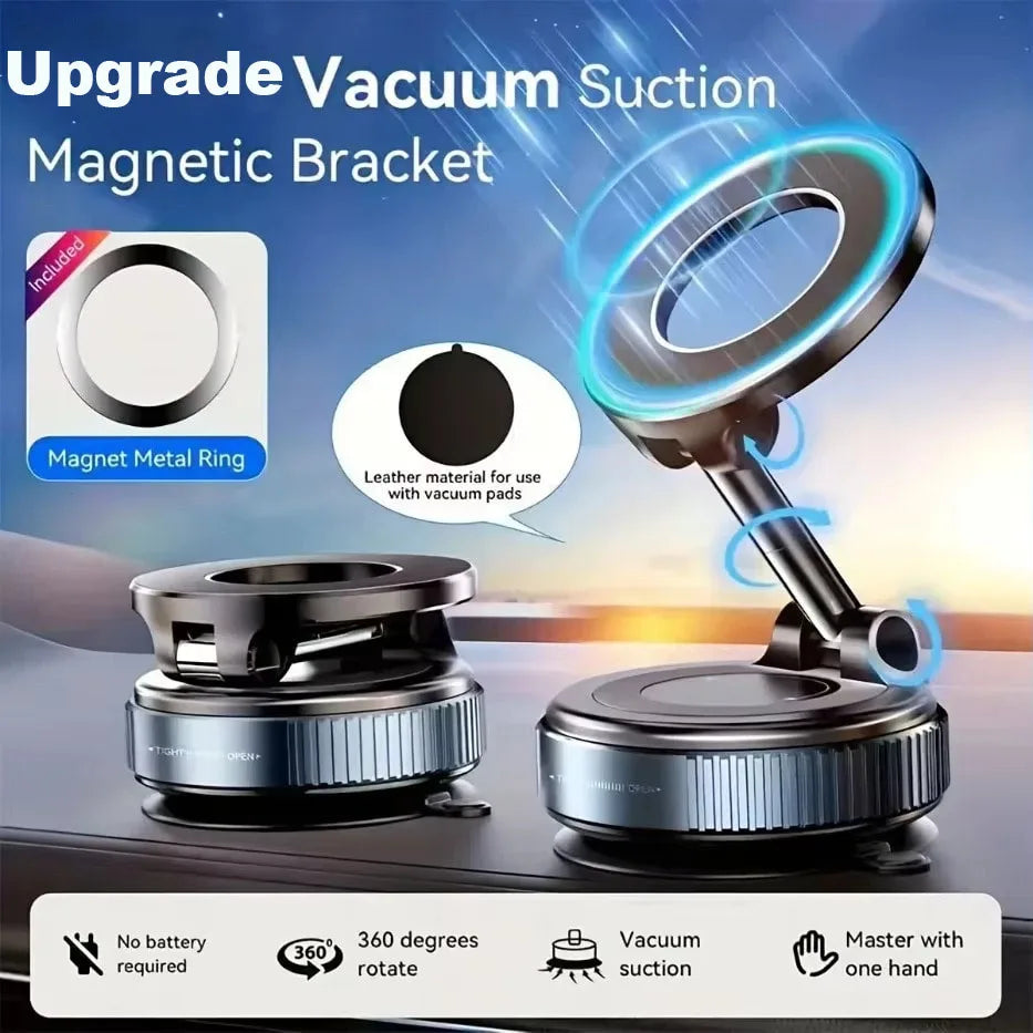 360° Adjustable Magnetic Vacuum Suction Cup Phone Mount for MagSafe Pocket-Size Foldable for Mirrors Cars Gyms Smooth Surface