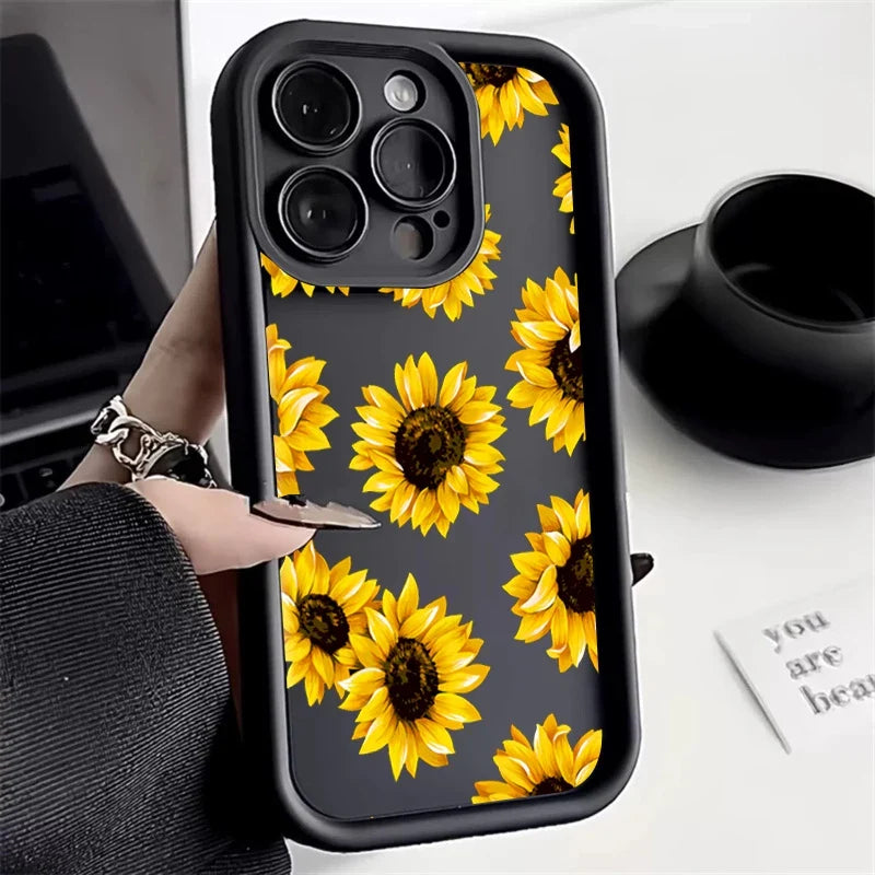 Purple Flower Pattern Phone Case For iPhone 17 16 15 14 13 12 11 Pro Plus Max XR 17 Air 16E Shockproof Soft Silicone Back Cover